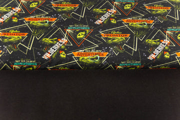 Stoffpaket French Terry + Bündchen, Jurassic King, Dinosaurier, schwarz